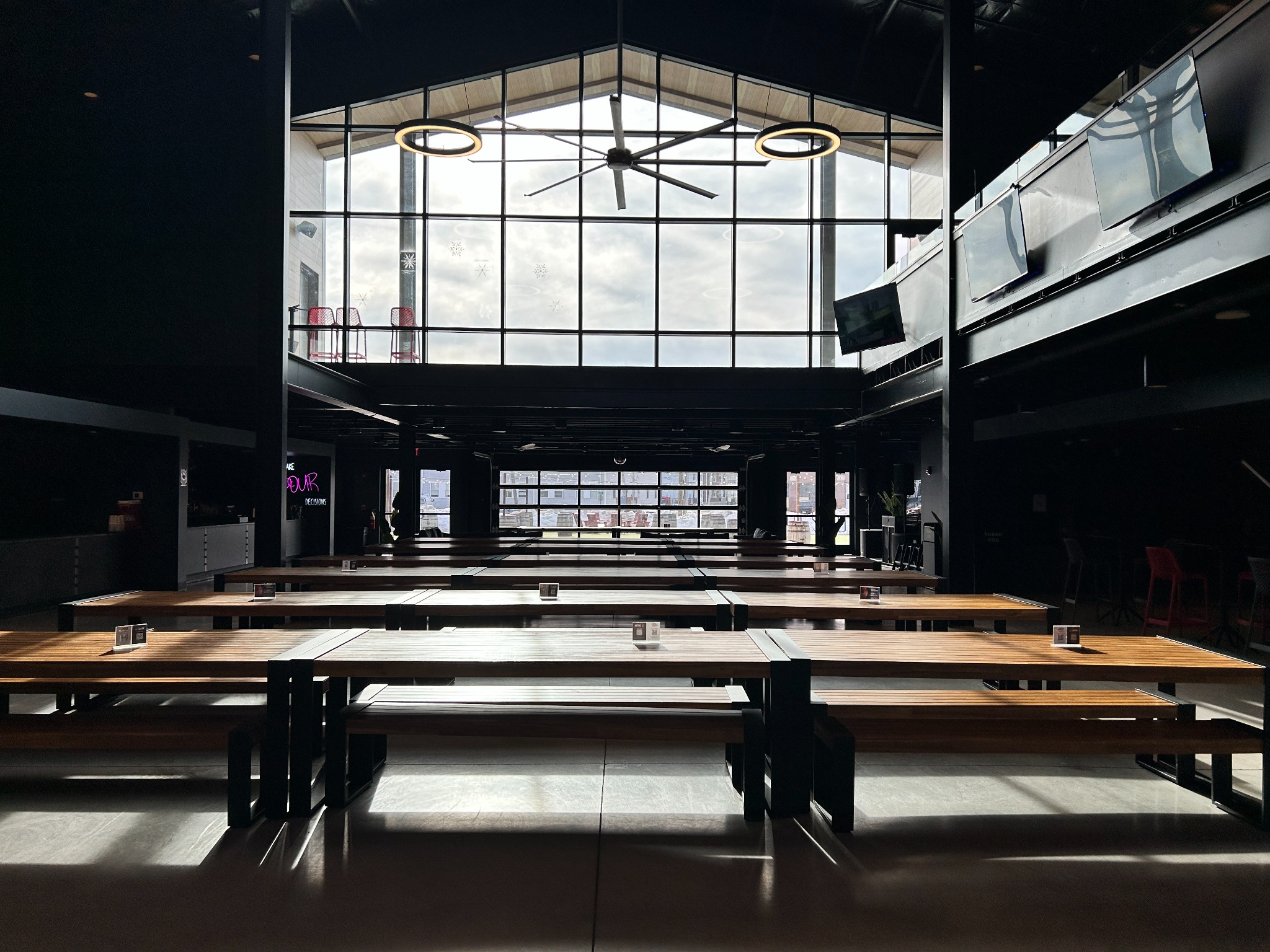 Seating inside the Great American Beer Hall